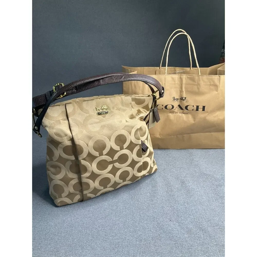 Coach Madison Op Art Metallic Maggie Shoulder Bag Purse F1276-21121 Jacquard